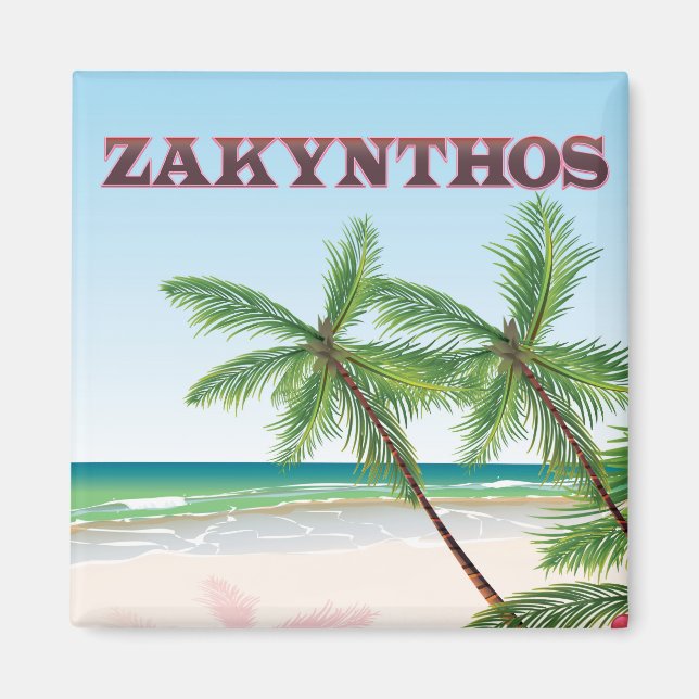 Imán Afiche de viaje de Zakynthos Grecia (Frente)