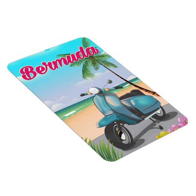 Imán Afiche de viaje del Bermuda Beach Scooter (Lado Derecho)