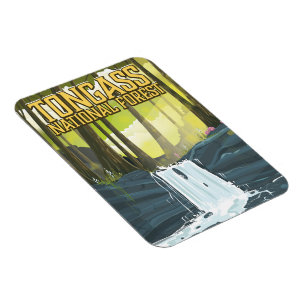 Imán Afiche de viaje del Bosque Nacional de Tongass