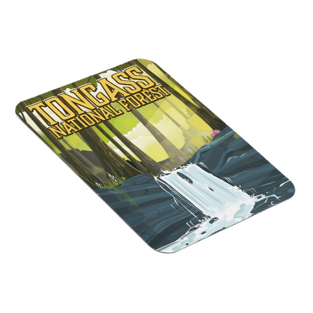 Imán Afiche de viaje del Bosque Nacional de Tongass (Lado Derecho)