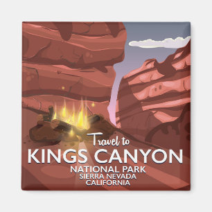 Imán Afiche de viaje del Cañón Kings en Sierra Nevada