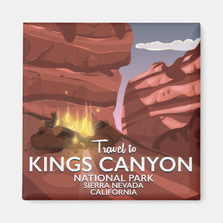 Imán Afiche de viaje del Cañón Kings en Sierra Nevada