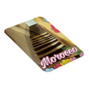 Imán Afiche de viaje del casco antiguo de Marruecos