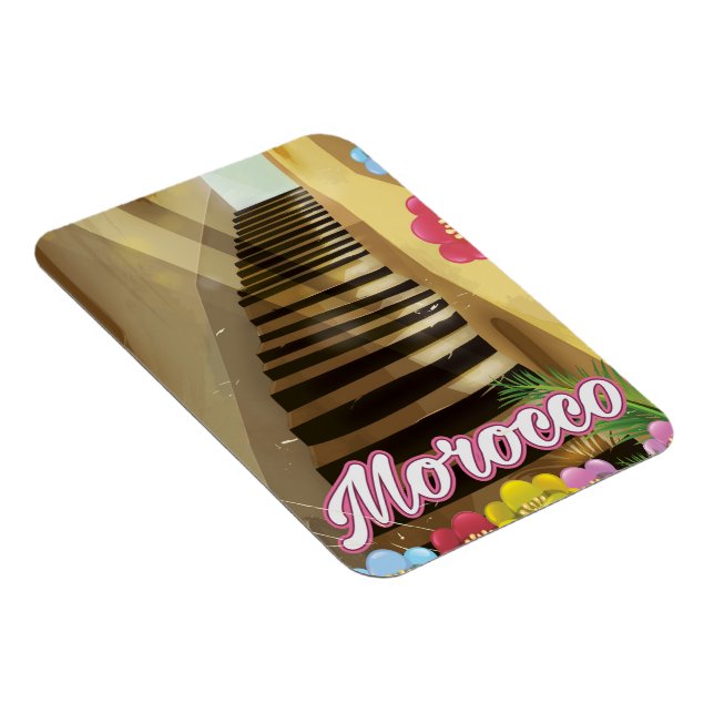 Imán Afiche de viaje del casco antiguo de Marruecos (Lado Derecho)