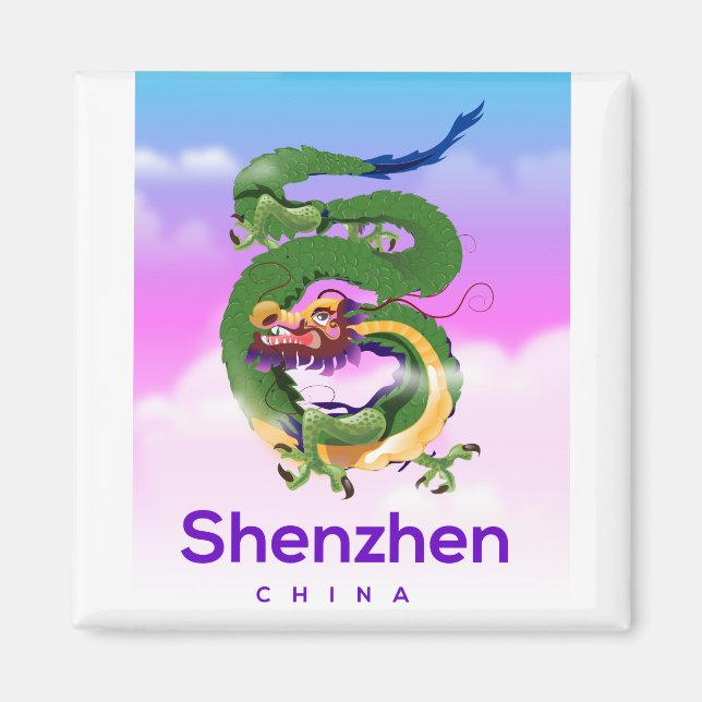 Imán Afiche de viaje del Dragón chino de Shenzhen (Frente)