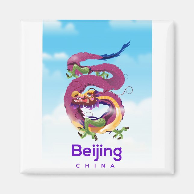 Imán Afiche de viaje del dragón de China en Beijing (Frente)