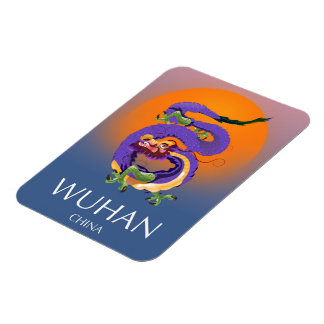 Imán Afiche de viaje del Dragón de China en Wuhan