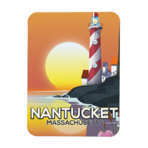 Imán Afiche de viaje del faro de Nantucket Massachusett