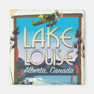 Imán Afiche de viaje del lago Louise, Alberta Canadá