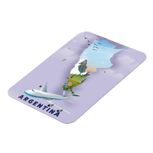 Imán Afiche de viaje del Mapa de Argentina (Lado Izquierdo)