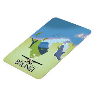 Imán Afiche de viaje del mapa de Brunei