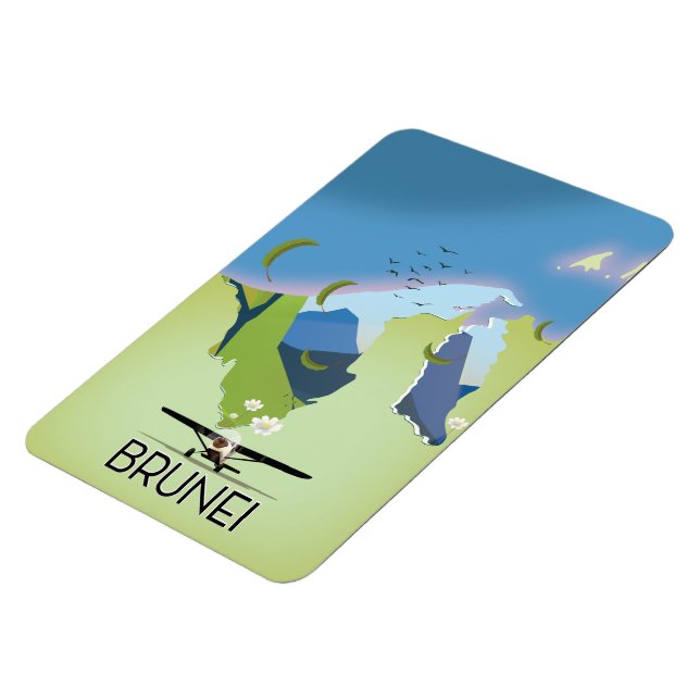 Imán Afiche de viaje del mapa de Brunei (Lado Izquierdo)