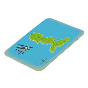 Imán Afiche de viaje del mapa de Elba Italia