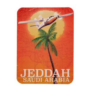 Imán Afiche de viaje del mapa vintage de Jeddah Arabia 