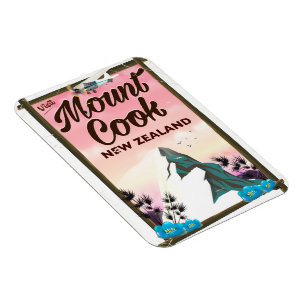Imán Afiche de viaje del Monte Cook en Nueva Zelanda