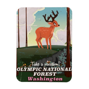 Imán Afiche de viaje del Olympic National Forest USA