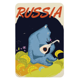 Imán Afiche de viaje del oso viejo ruso