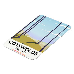 Imán Afiche de viaje del paisaje ferroviario de Cotswol