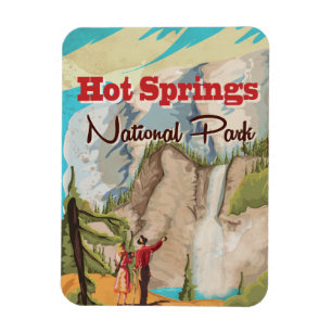 Imán Afiche de viaje del Parque Nacional de Hot Springs