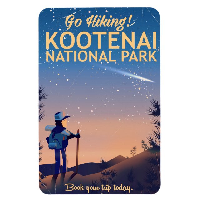 Imán Afiche de viaje del Parque Nacional Kootenai (Vertical)