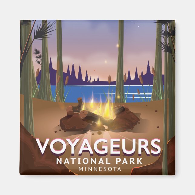 Imán Afiche de viaje del Parque Nacional Voyageurs Minn (Frente)