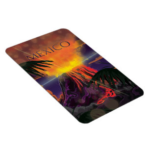 Imán Afiche de viaje del volcán de México