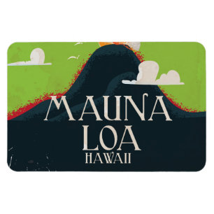 Imán Afiche de viaje del volcán del Monte Loa en Hawái
