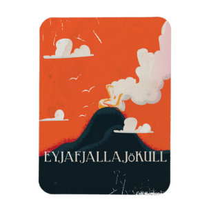 Imán Afiche de viaje del volcán Eyjafjallajökull