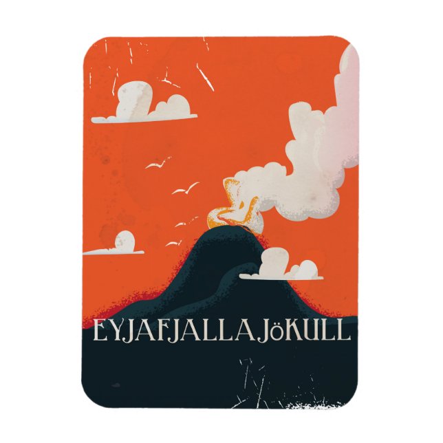 Imán Afiche de viaje del volcán Eyjafjallajökull (Vertical)