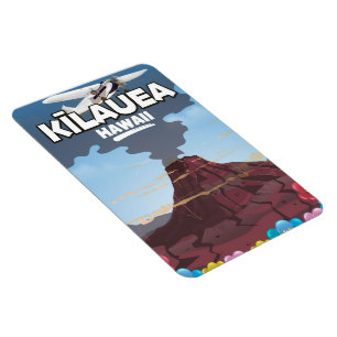 Imán Afiche de viaje del volcán Kīlauea Hawaii