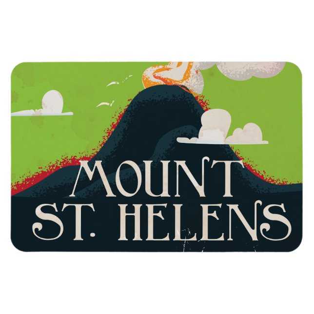 Imán Afiche de viaje del volcán Monte St. Helen (Horizontal)