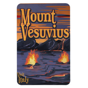 Imán Afiche de viaje del volcán Monte Vesubio