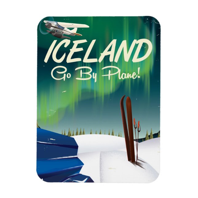 Imán Afiche de viaje en avión de Islandia (Vertical)