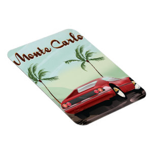 Imán Afiche de viaje en coche deportivo de Montecarlo