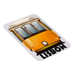 Imán Afiche de viaje en el tranvía amarillo de Lisboa