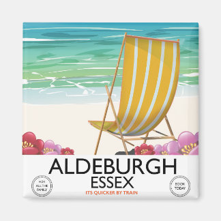 Imán Afiche de viaje en la playa de Aldeburgh Essex