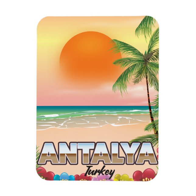 Imán Afiche de viaje en la playa de Antalya Turkey (Vertical)