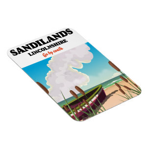 Imán Afiche de viaje en la playa de Sandilands