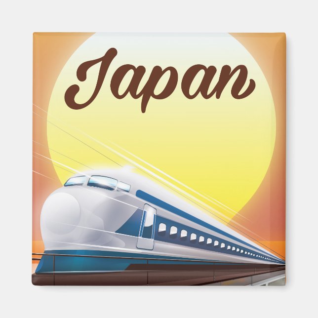 Imán Afiche de viaje en tren de bala de Japón (Frente)