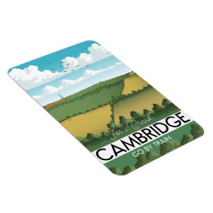 Imán Afiche de viaje en tren de Cambridge