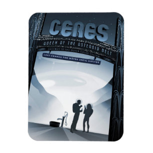 Imán Afiche de viaje espacial retro-Ceres de planeta en