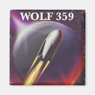 Imán Afiche de viaje espacial Wolf 359 "for a Adventure