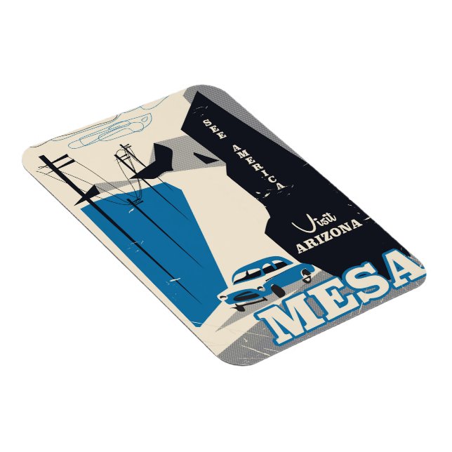 Imán Afiche de viaje estilo marrón de Mesa Arizona (Lado Derecho)