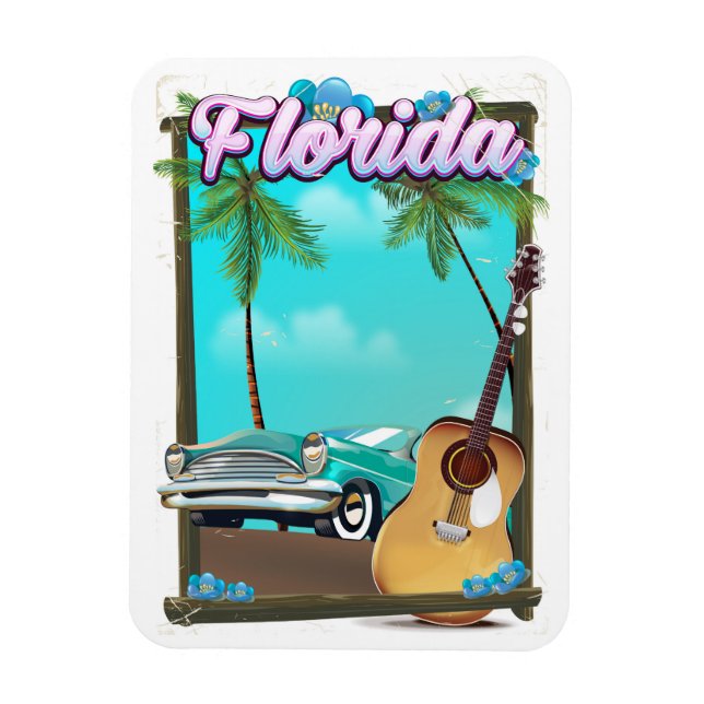 Imán Afiche de viaje estilo Retro de Florida (Vertical)
