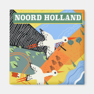 Imán Afiche de viaje estilo vintage de Noord Holland