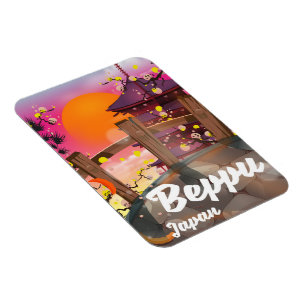 Imán Afiche de viaje japonés de Beppu