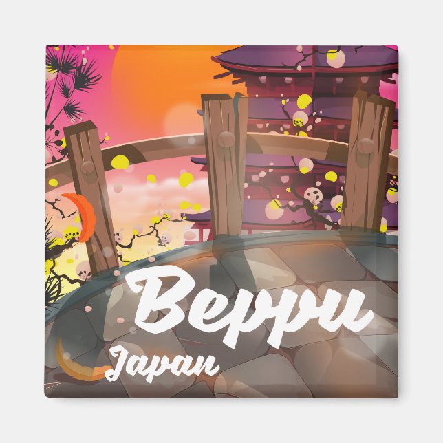 Imán Afiche de viaje japonés de Beppu (Frente)
