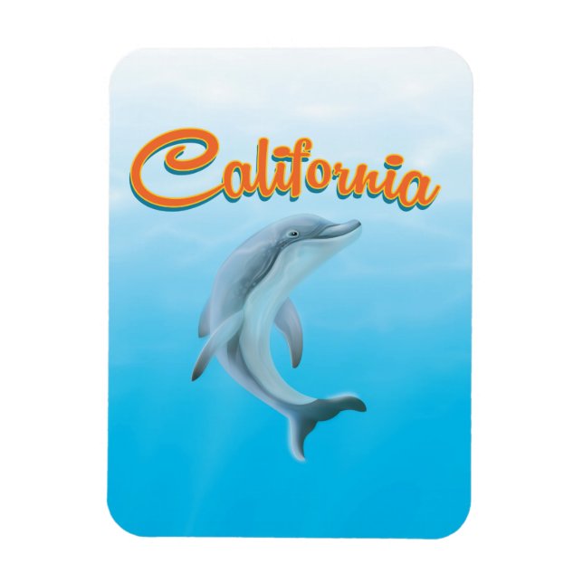Imán Afiche de viaje para delfines de California (Vertical)