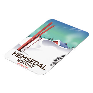 Imán Afiche de viaje para esquí de Hemsedal