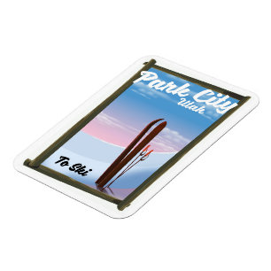 Imán Afiche de viaje para esquiar en la ciudad de Utah